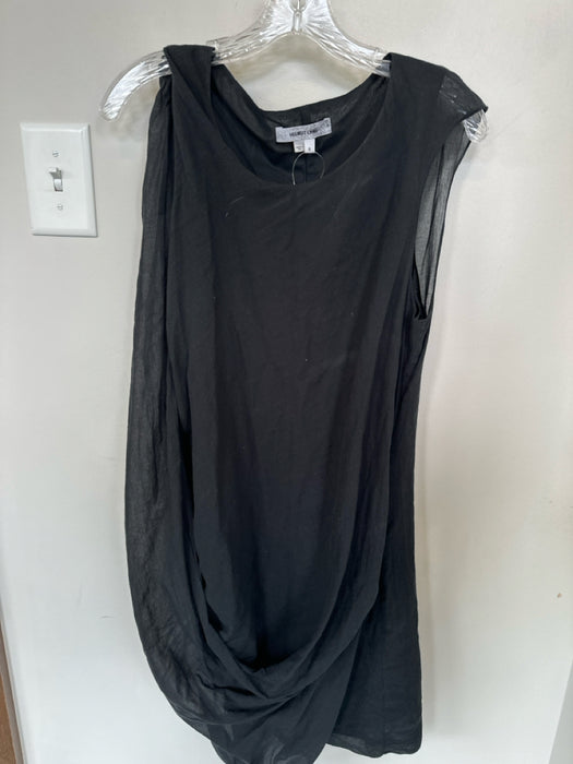 Helmut Lang Size 8 Black Cotton Sleeveless Bubble Hem Dress