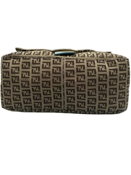 Fendi Brown & Blue Textile Magnetic Closure Monogram Vintage Bag