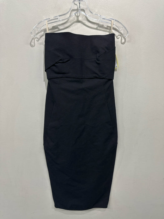 Rick Owens Size 4 Black Cotton Blend Strapless Darted Pocketed Bodycon Dress