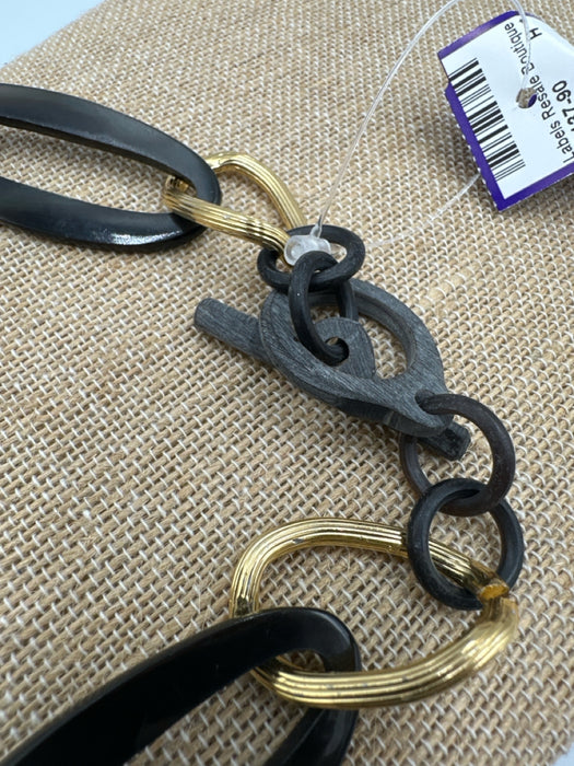 Moo Moo Designs Black Acetate Chain Chunky Collar Toggle Clasp Necklace