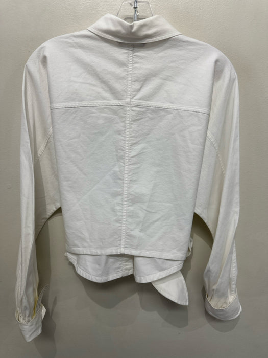 Marissa Webb Size Large White Cotton Long Sleeve Button Front Collar Top