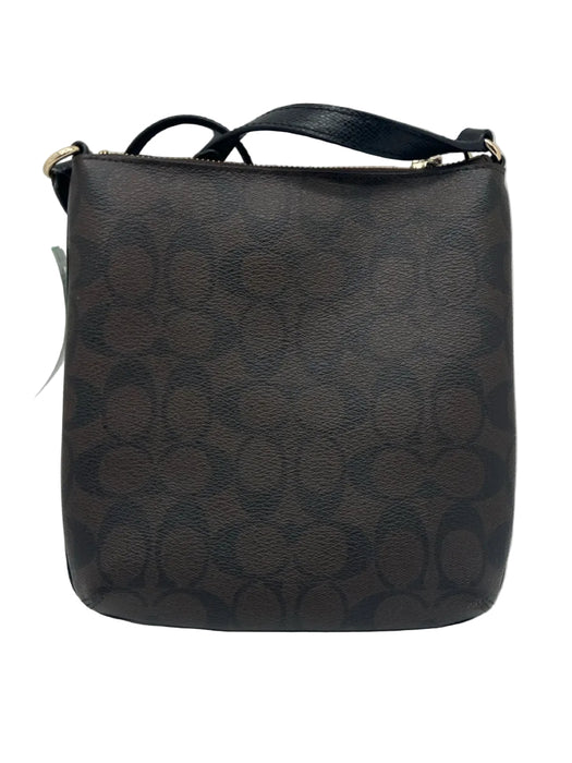 Coach Brown & Black Leather Monogram Logo Gold Hardware Crossbody Bag