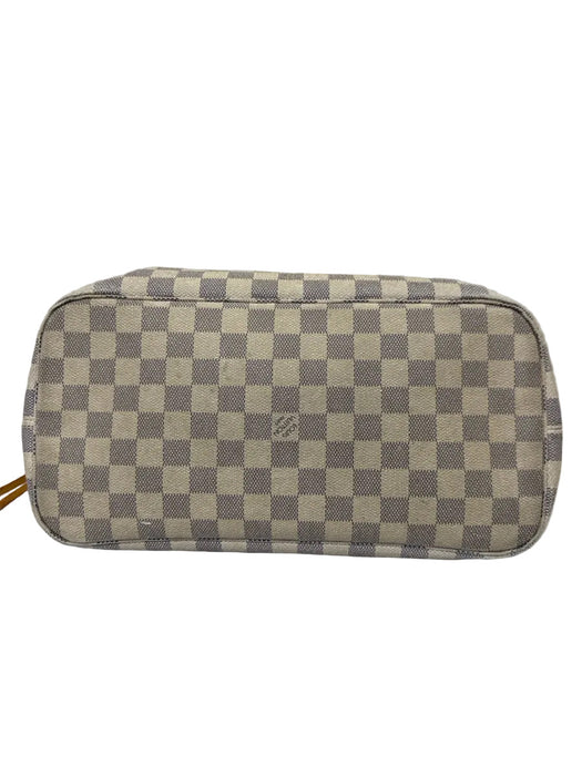 Louis Vuitton Cream, Blue, Brown Coated Canvas Top Handle Checkered Tote Bag