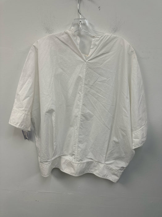 COS Size XS White Cotton 1/2 Dolman Sleeve Paneled Keyhole Back Top