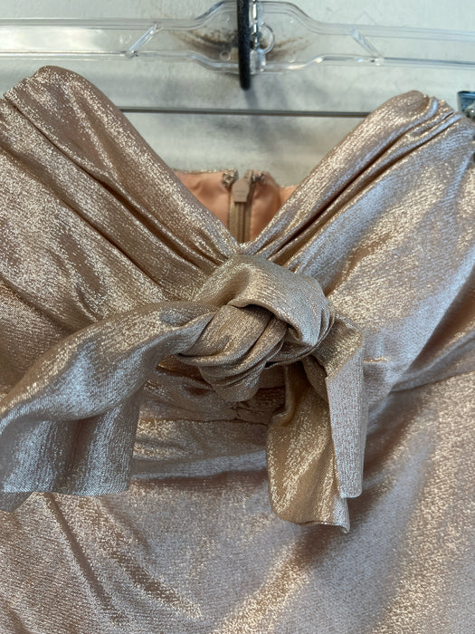 Caroline Constas Size S Rose Gold Silk Blend Sweetheart Neckline Knot Gown