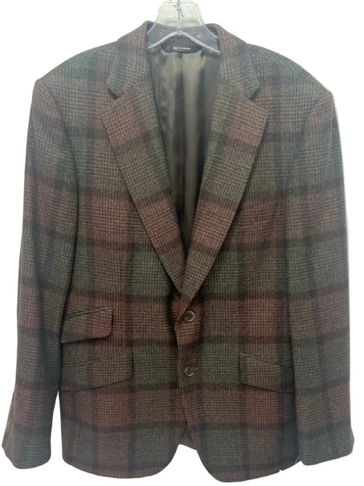 Paul Stuart Brown & Green Lambswool Plaid 2 Button Men's Blazer