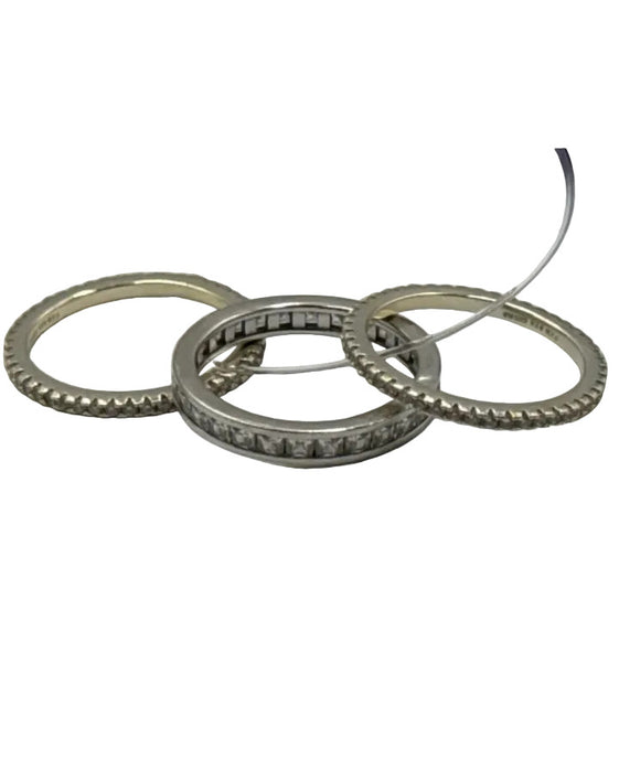 FZN Silver Sterling Silver 3 Piece Stones Ring