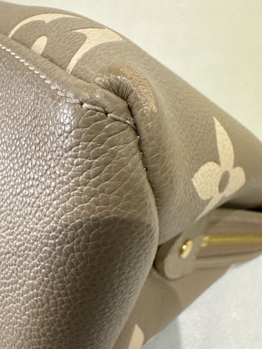 Louis Vuitton Beige & Taupe Leather Monogram Top Handles Embossed Bag