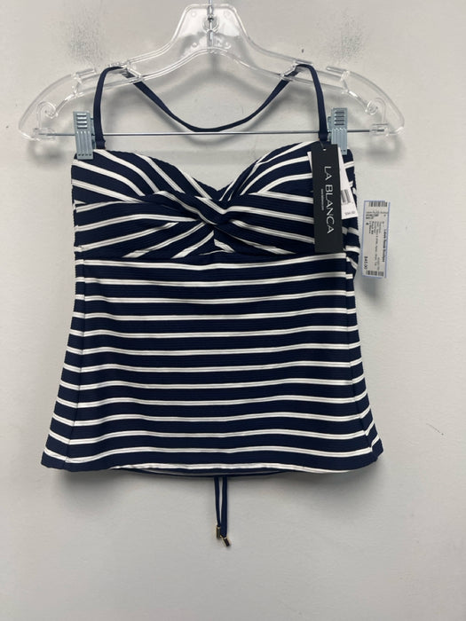 La Blanca Size 6 Navy & white Nylon Stripe Top Swimsuit