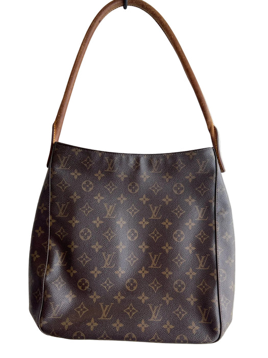 Louis Vuitton Brown Leather Logo Print Top Handle Inside Pocket Bag