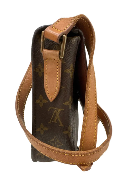 Louis Vuitton Brown & Tan Coated Canvas Brass Hardware Monogram Crossbody Bag