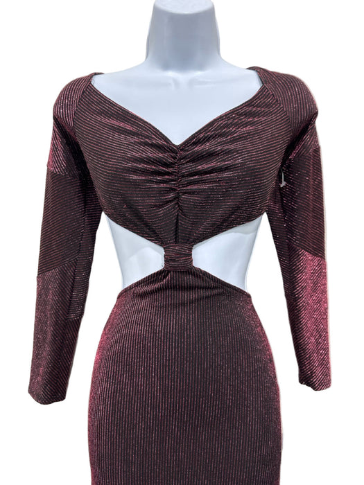 Revolve X Michael Costello Size M Magenta & Black Nylon Metallic Thread Dress