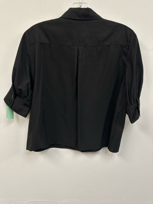 Zara Size XS Black Polyester Short Balloon Sleeve Button Up Maxi Skirt Set