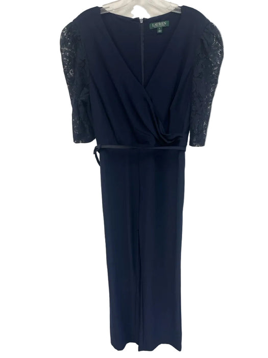 Lauren by Ralph Lauren Size 14 Navy Blue No Fabric Tag Back Zip Jumpsuit