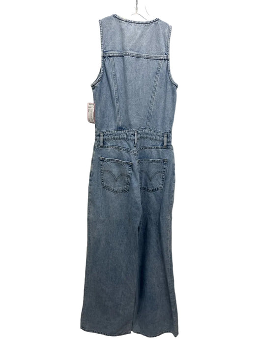 Levi's Size Small Light Wash Cotton Denim Sleeveless Button Up Jumpsuit