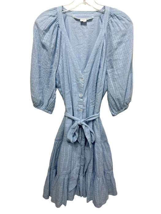 Veronica Beard Size 10 Light Blue Cotton Ladder Lace Accents Button Down Dress