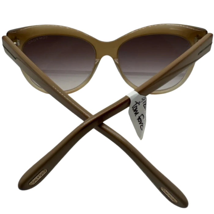 Tom Ford Brown Acetate One Button Cat Eye Ombre Sunglasses