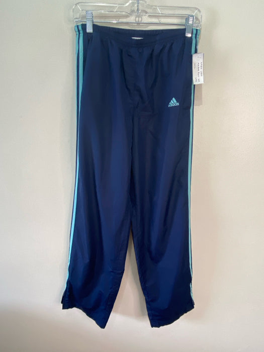 Adidas Size M/L Blue & Teal Polyester Front Zip 3 Stripe Straight Pant Set