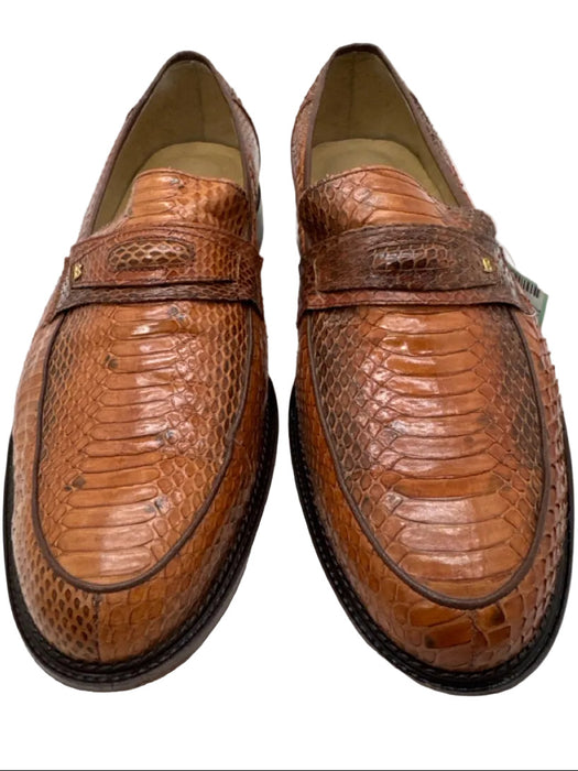 S.K. Leather Shoe Size 44 Brown Snakeskin Loafer Men's Shoes