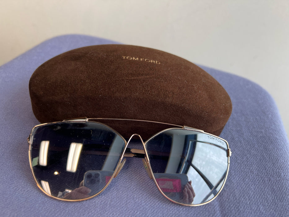 Tom Ford Brown Cat Eye Rose Gold Detail Sunglasses