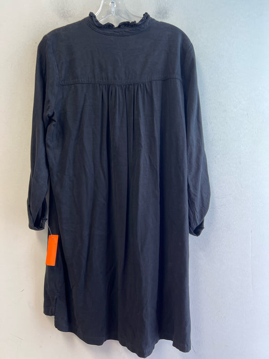 Maven West Size M Black Tencel & Rayon Ruffle Collar Half Button Mini Dress