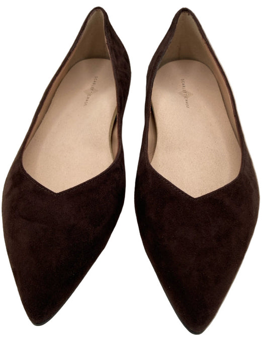 Scarlett Chase Shoe Size 6 Chocolate Brown Suede Pointed Toe Low Heel Flats