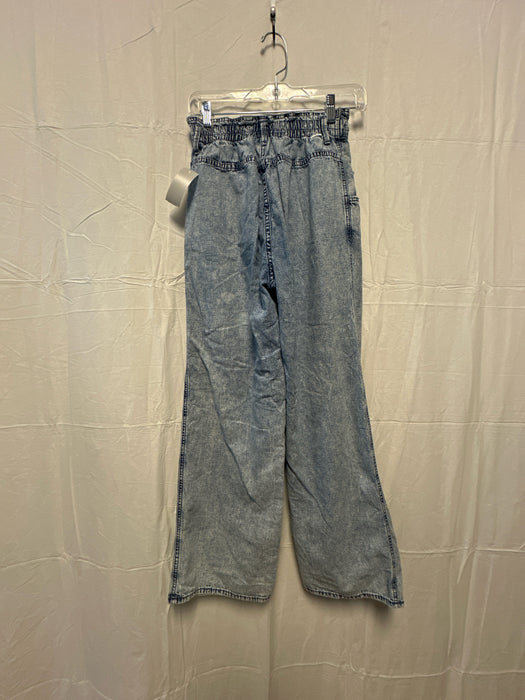 Mother Size 25 Light Wash Denim Cotton Acid Wash Paper Bag Waist Straight Pants