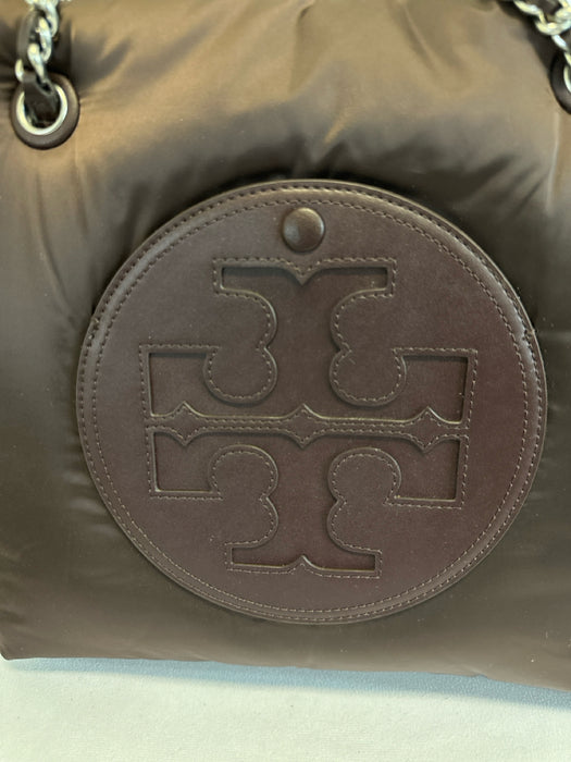 Tory Burch Burgundy Red Nylon Magnetic Closure Puffer Bag