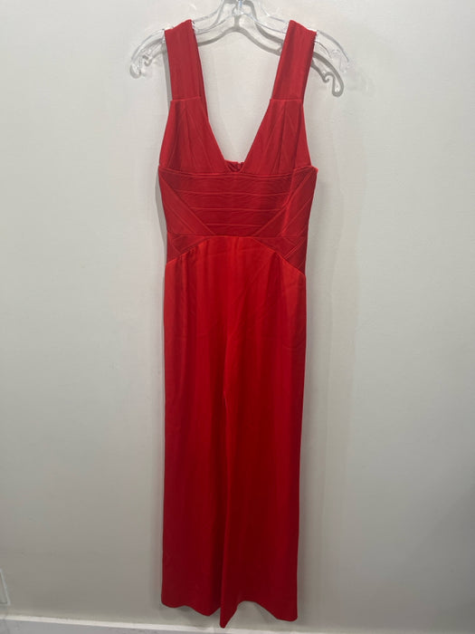 Galvan London Size 4 Red Viscose Blend Tank Bandage Bodice Wide Leg Jumpsuit