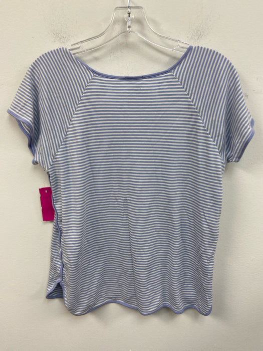 Lake Size Small Blue & White Cotton Short Sleeve Striped Pajama Top