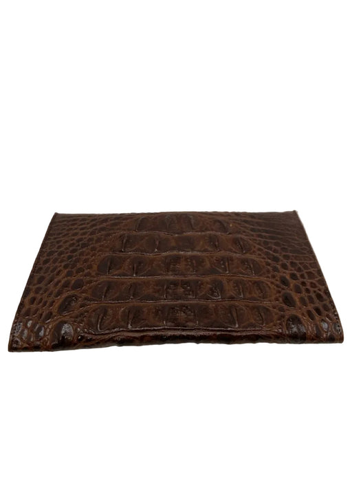 Veari Brown Leather Croc Embossed Magnetic Close Envelope Clutch Bag
