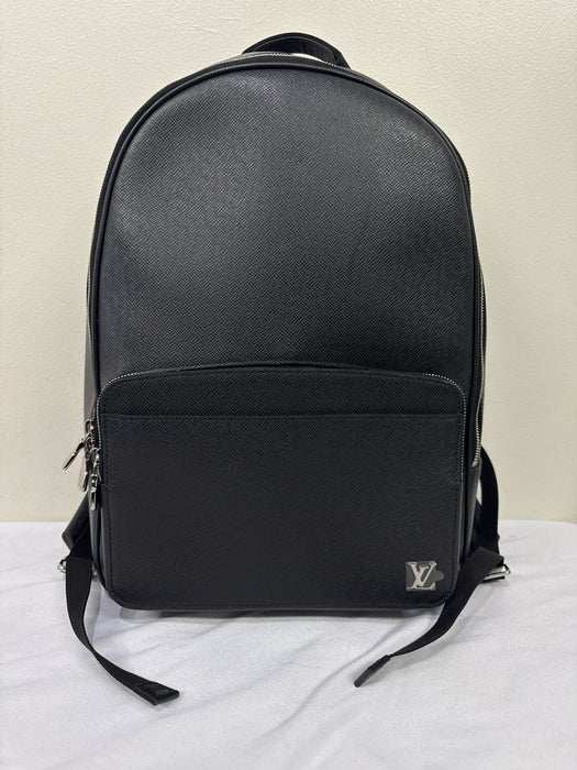Louis Vuitton Black Coated Canvas Logo Backpack Bag