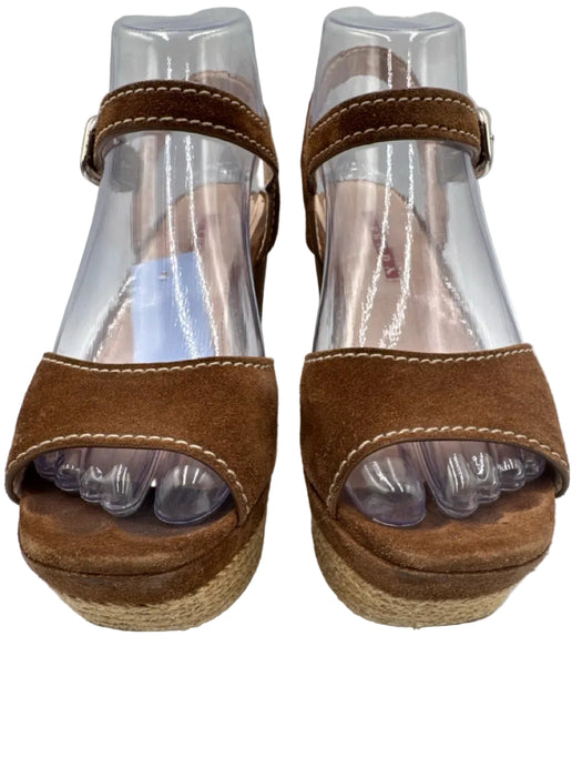 Prada Sport Shoe Size 36.5 Brown Leather Upper Suede Ankle Buckle Sandals