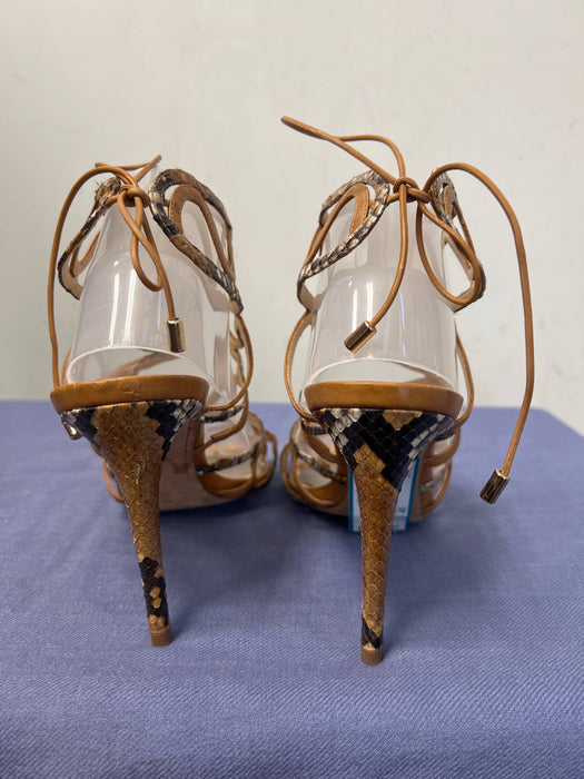 Alexandre Birman Shoe Size 40 Brown Leather Strappy Stiletto Ankle Tie Shoes