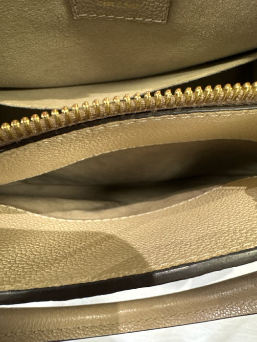Louis Vuitton Beige & Taupe Leather Monogram Top Handles Embossed Bag