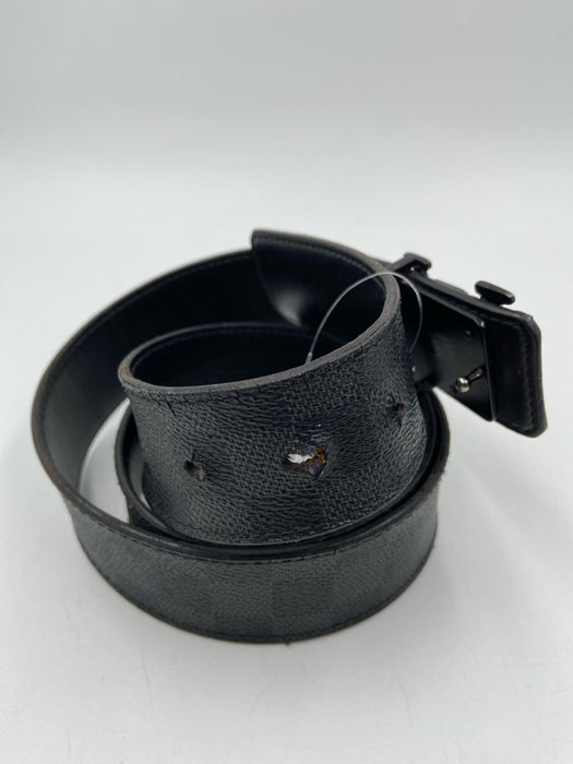 Louis Vuitton AS IS Black & Gray Leather Checkered Men's Belt