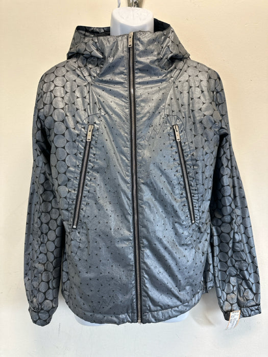 Golden Goose Size Est M Silver & Black Synthetic Dots Hood Parka Men's Jacket