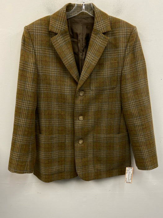 Tibi Size XS Brown, Red, Blue Wool Blend Long Sleeve Plaid Button Front Jacket