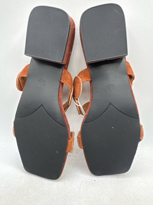 Lacceti Shoe Size 35 Brown Suede Circles Low Block Heel Mule Sandals