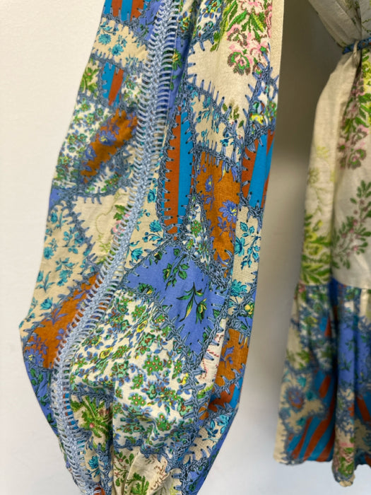 Alemais Size 6 Beige, Blue, Green Cotton Blend Floral Button Down Dress