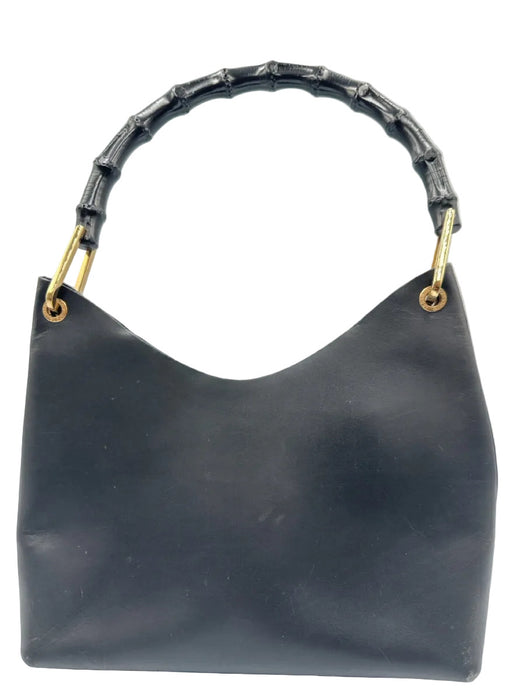 Gucci Black Leather Bamboo Handle Hobo Certified by Entrupy Bag