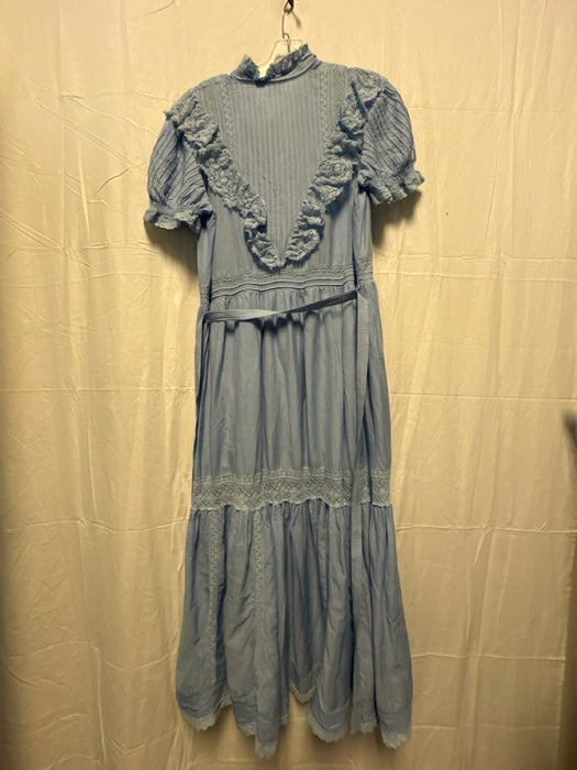 Zadig & Voltaire Size S Baby Blue Cotton Blend Lace Trim Belted Maxi Dress