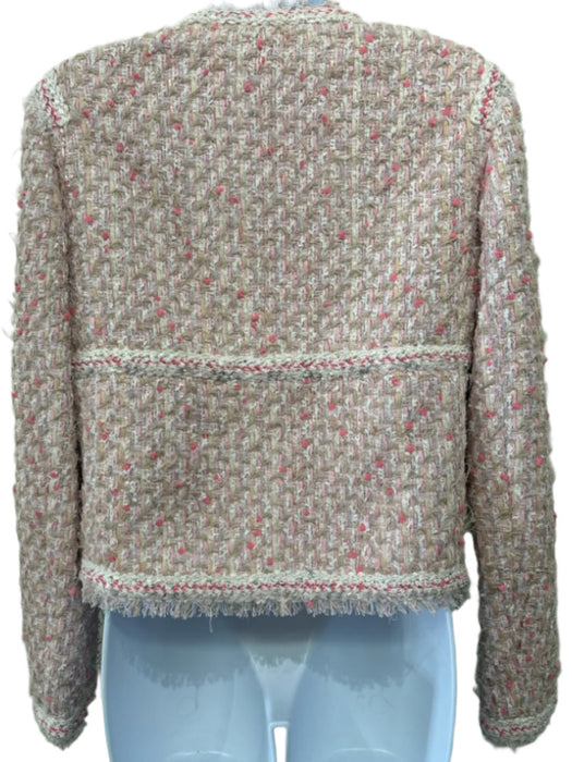 Giambattista Valli Size 44/M Pink, Taupe, White cotton & polyamide Tweed Jacket