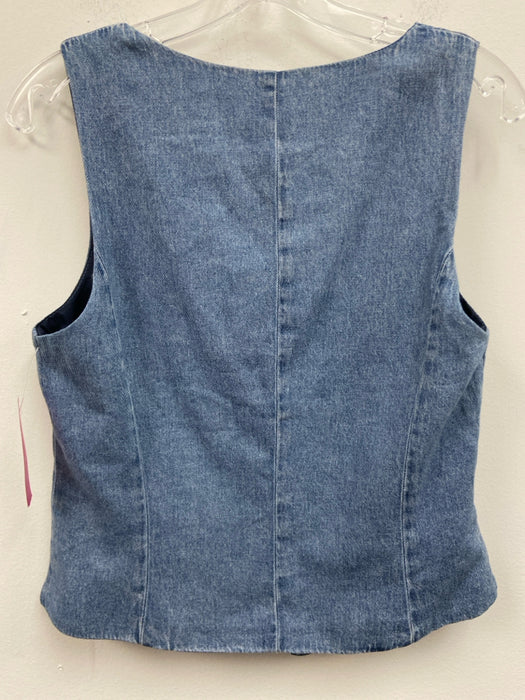 Rag & Bone Size M Blue Cotton Square Neck Denim Print Sleeveless Top