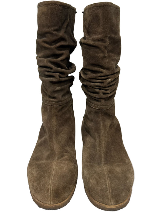 Prada Shoe Size 38.5 Brown Suede Almond Toe Slouchy Boots