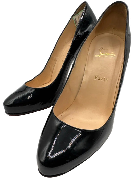 Christian Louboutin Shoe Size 41.5 Black Patent Leather Almond Toe Pumps
