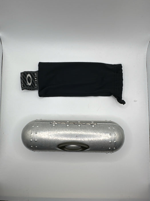 Oakley Silver Metal Rectangle Shade Reflective Clear Sunglasses