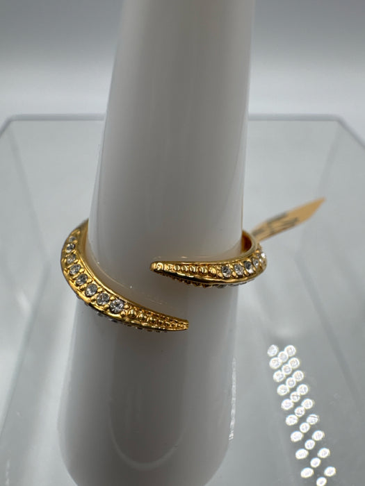 Sahira Gold & Clear 18k Gold Plated Pave Open Ring