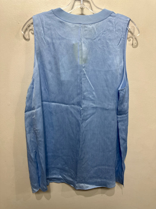 Vince Size XL Light Blue Silk Sleeveless Ribbed Box Cut Side Slit Top