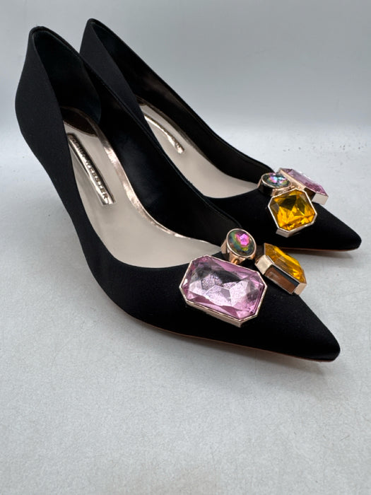 Sophia Webster Shoe Size 38 Black Satin Jeweled Pointed Toe Pumps